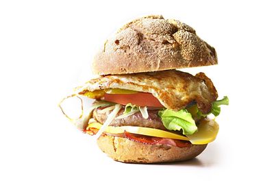 Close-up of food over white background