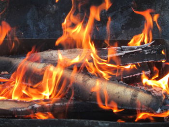 Close-up of bonfire at night