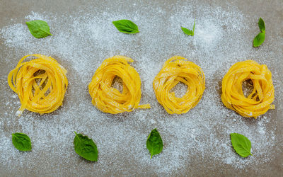 Close up of raw pasta