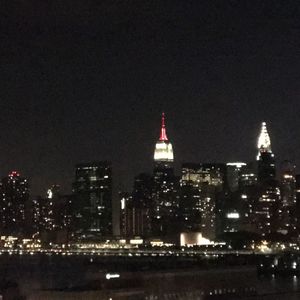 Illuminated cityscape at night