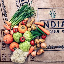 High angle view of vegetables