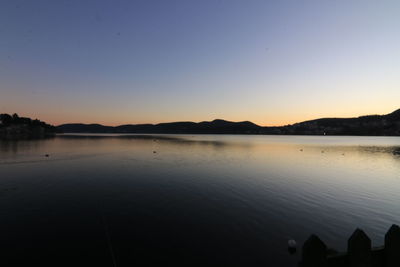 Scenic view of lake against clear sky
