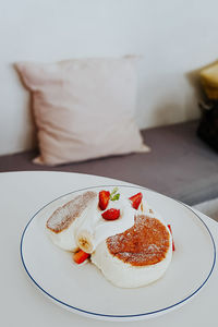 High angle view of breakfast on table