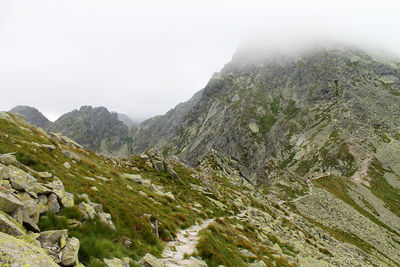 Scenic view of mountains against clear sky