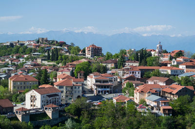 Small georgian village near sighnaghi, caucasus mountains, georgia