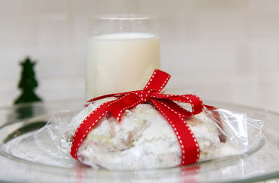 Close-up of dessert on table