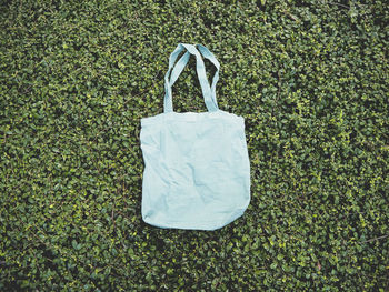 Close-up of bag on field