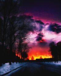 Silhouette trees against sky during sunset