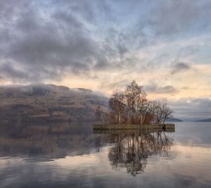 Scenic view of lake against sky