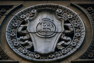 Close-up of sculpture of building