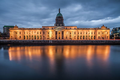 Reflection of building in river