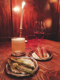 Close-up of wine glass on table