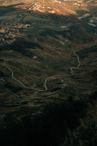 High angle view of road on land