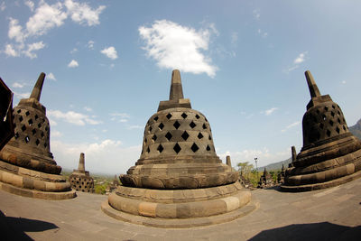 Panoramic view of temple building against sky