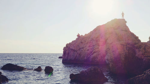 Scenic view of sea against clear sky