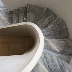 High angle view of spiral staircase