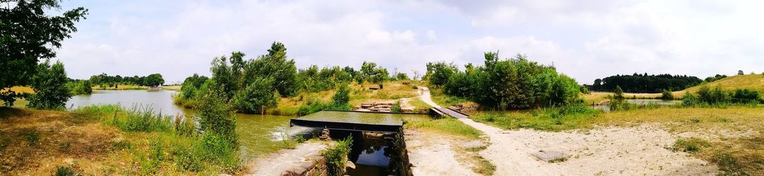 Panoramic view of lake against sky