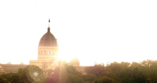 Low angle view of building against clear sky