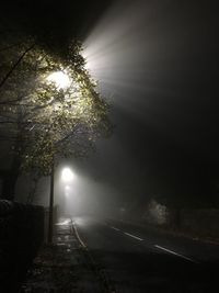 Illuminated trees against sky at night