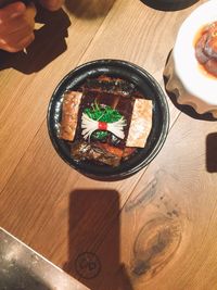 High angle view of food on table