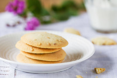 Close-up of food in plate on table