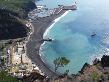 High angle view of beach against sky