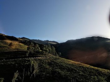 Scenic view of mountains against clear sky