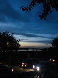 Cars on road at night