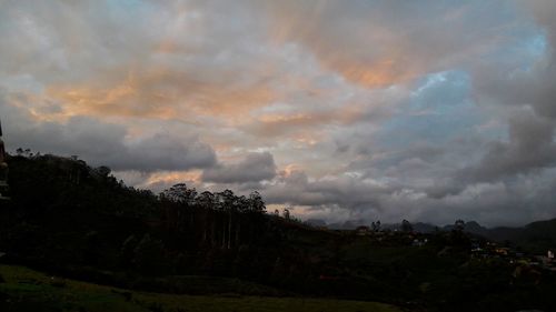 Scenic view of landscape against sky at sunset