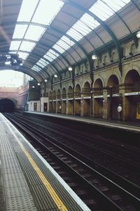 Train on railroad station platform