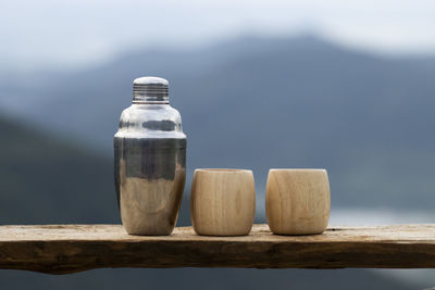 Close-up of bottles on table