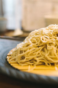 Close-up of bread in plate on table