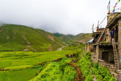 Panoramic view of landscape and buildings against sky