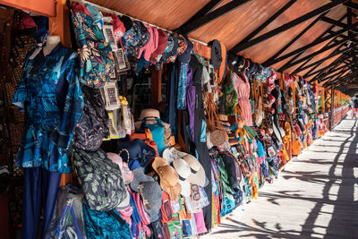 Panoramic view of market stall selling souvenirs in semporna, sabah.