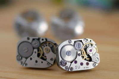 Close-up of wristwatch on table