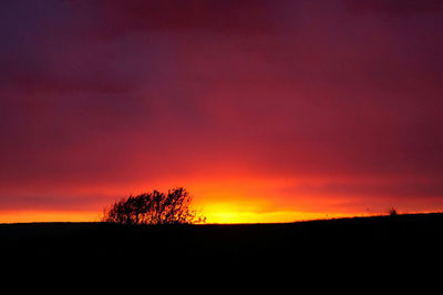 Silhouette of landscape at sunset