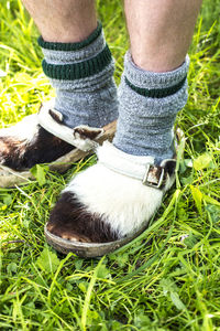 Low section of man wearing shoes outdoors