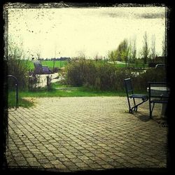 Empty bench in park