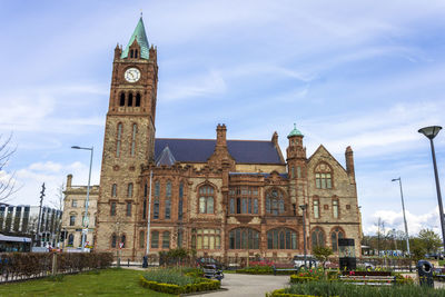 View of clock tower in city