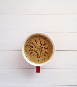 High angle view of coffee on table