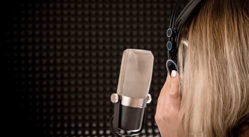 Woman in recording studio