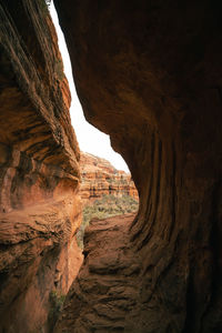 Vertical view of popular subway cave in boynton canyon sedona arizona.