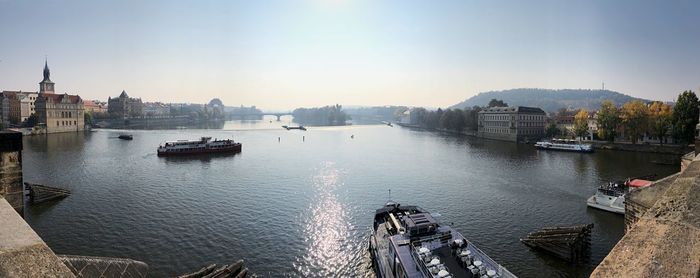 High angle view of buildings at waterfront