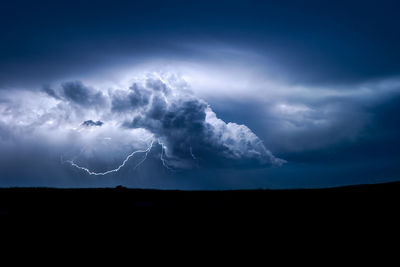 Scenic view of silhouette landscape against sky at night