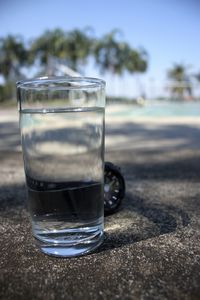 Close-up of water in glass on table