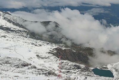 Scenic view of snow covered mountains