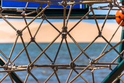 Close-up of chainlink fence against sky