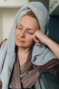 Portrait of woman looking away