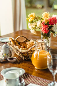 Flower vase on table