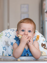 Portrait of cute baby at home